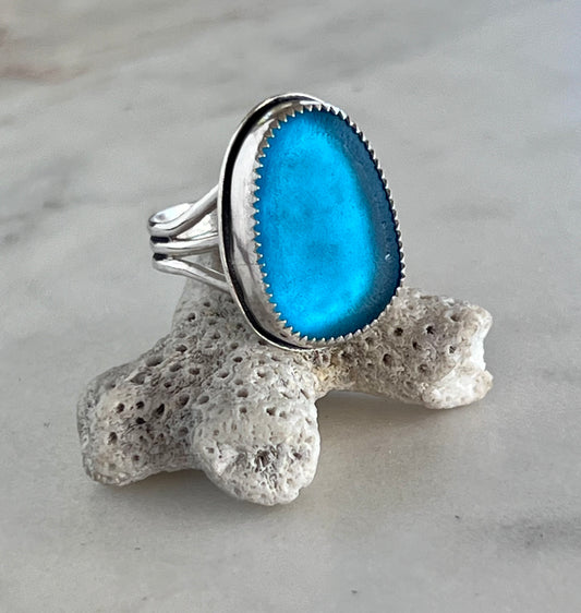 Caribbean Blue Sea Glass Ring