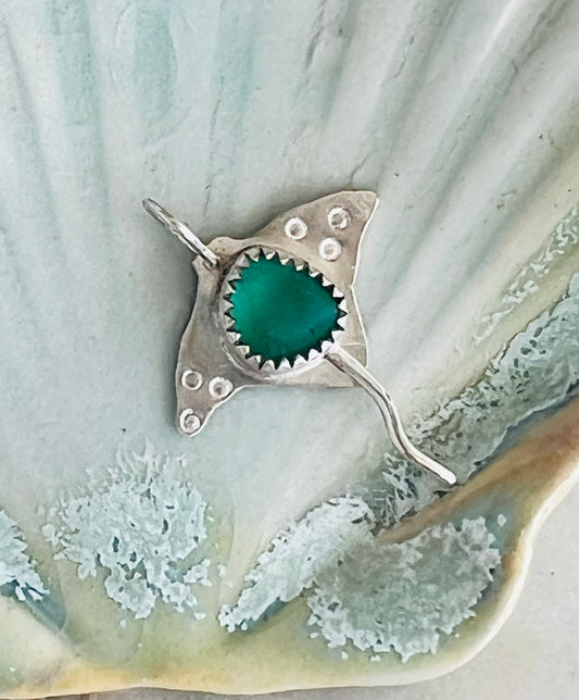 Sea Glass Eagle Ray Pendant (b)