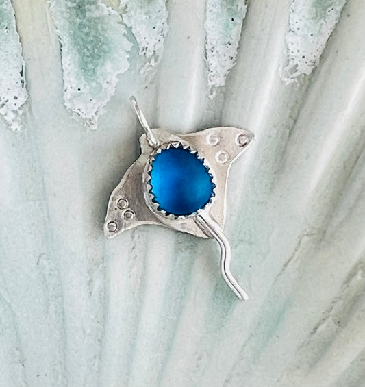 Sea Glass Eagle Ray Pendant (c)