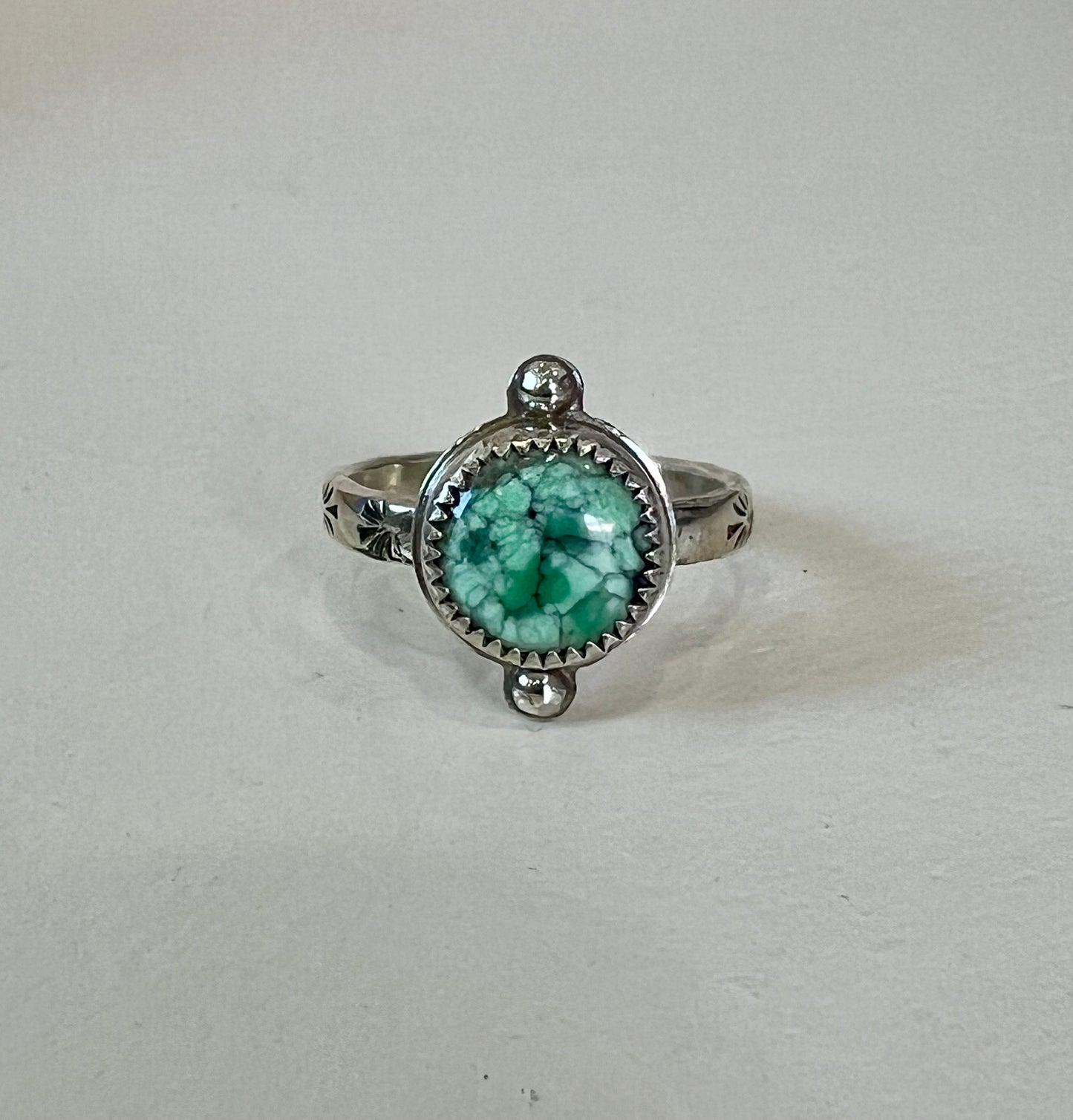 Variscite Stamped Ring (size 9)