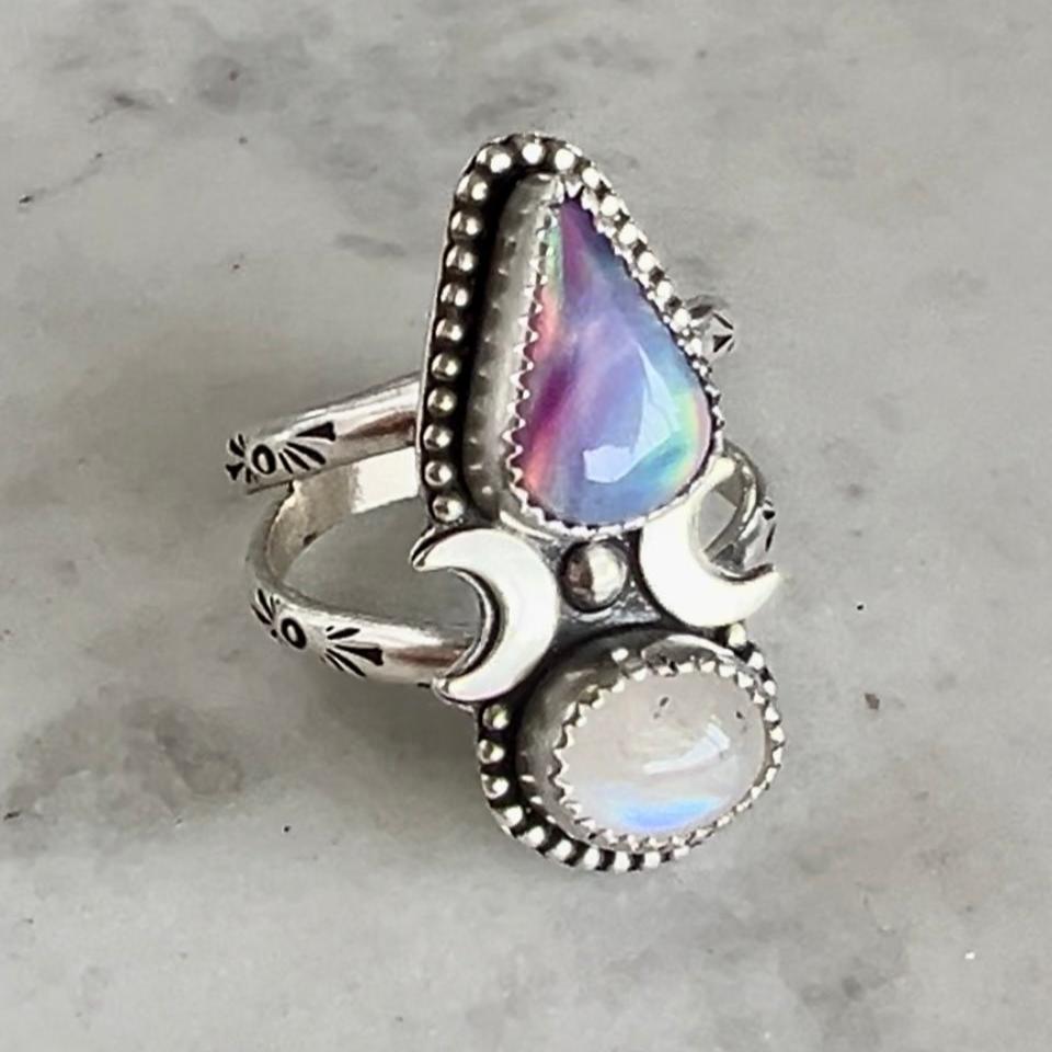 Aurora Moonstone Ring (size 9)