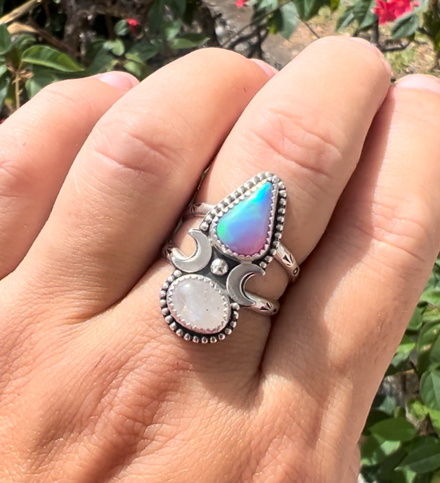 Aurora Moonstone Ring (size 9)