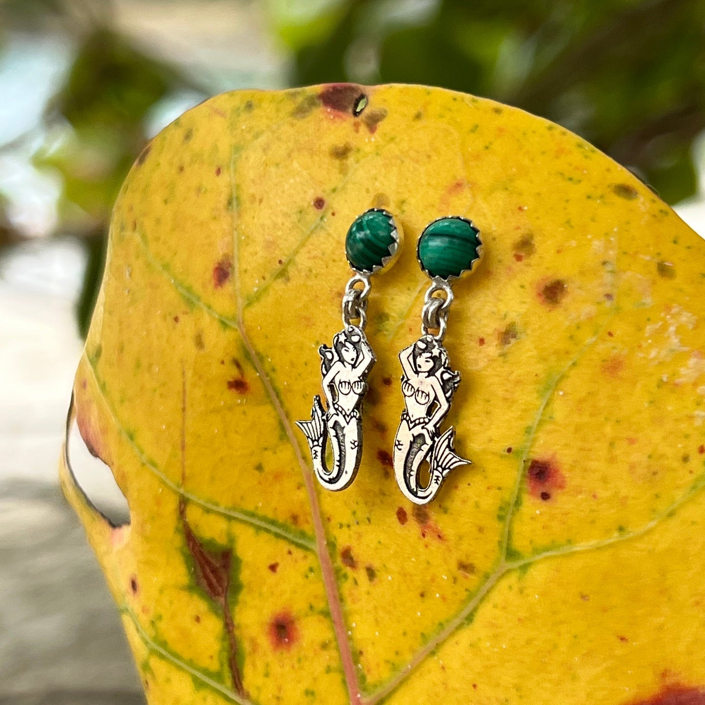 Malachite Mermaid Earrings