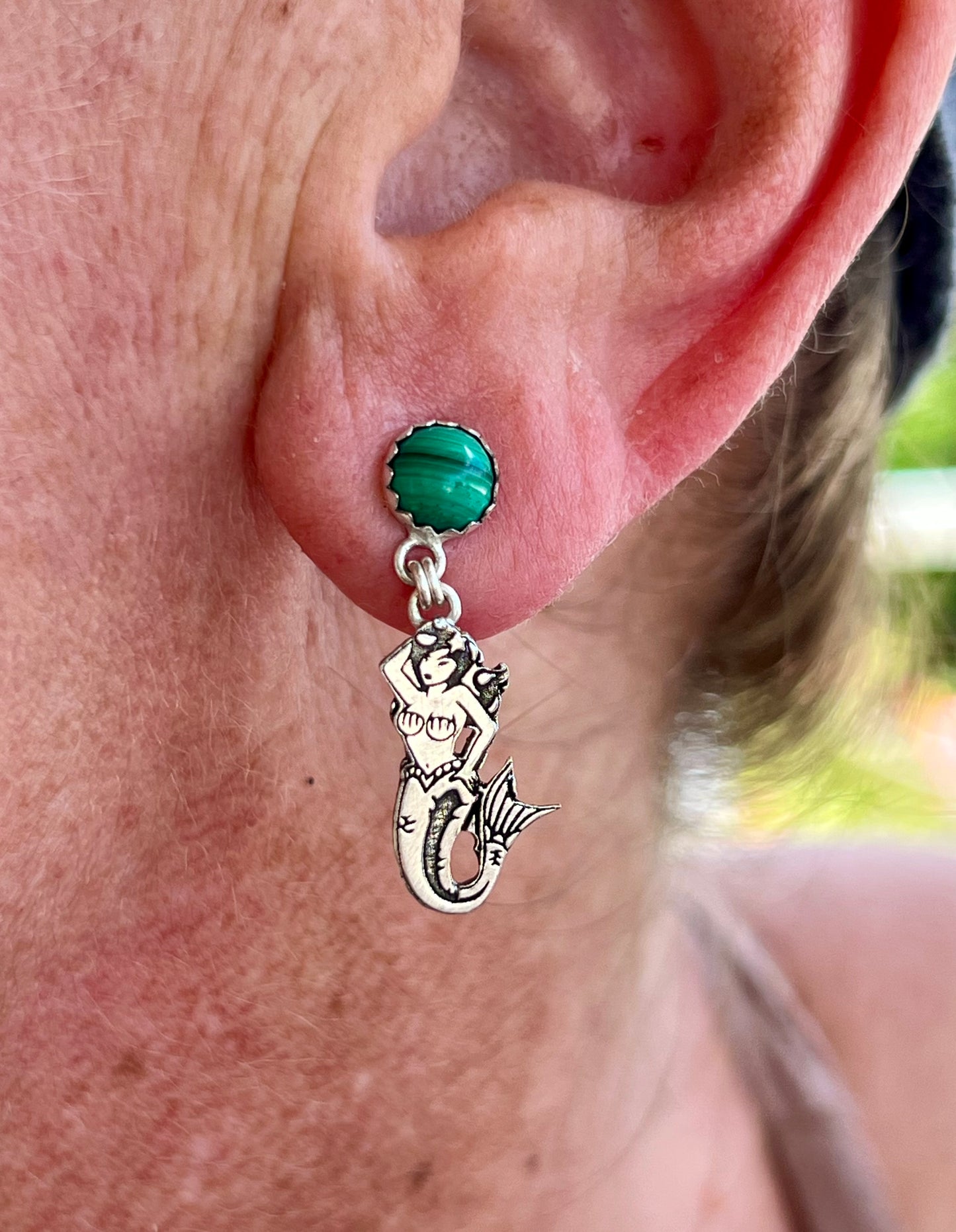 Malachite Mermaid Earrings