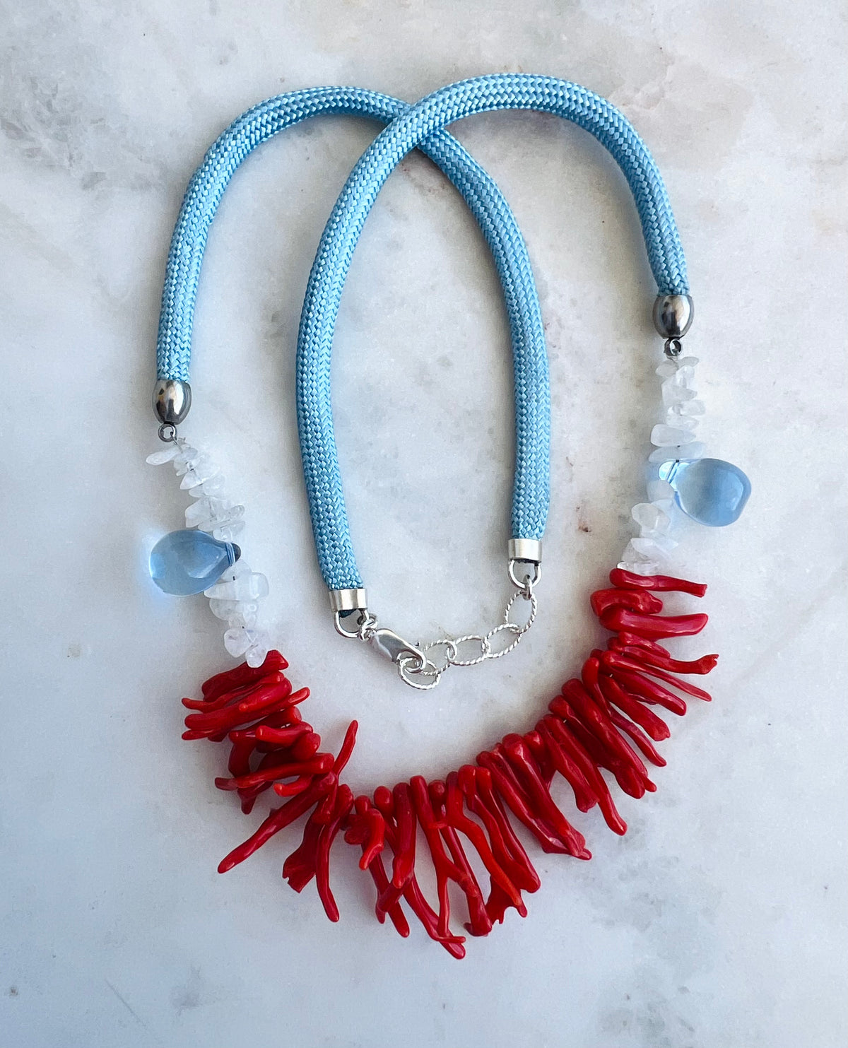 Red Coral Moonstone Necklace