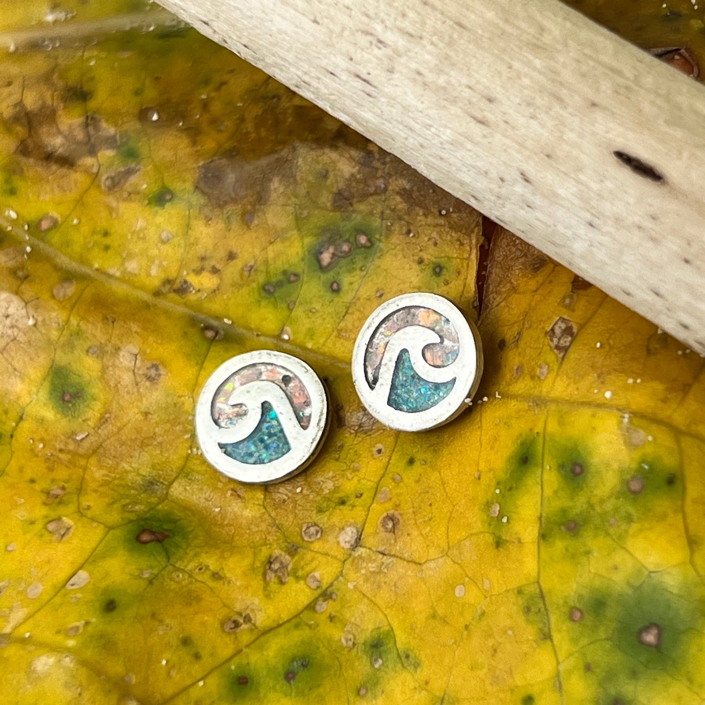 Opal Inlay Wave Studs