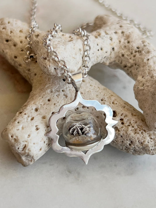 Palm Tree Beach Globe Necklace