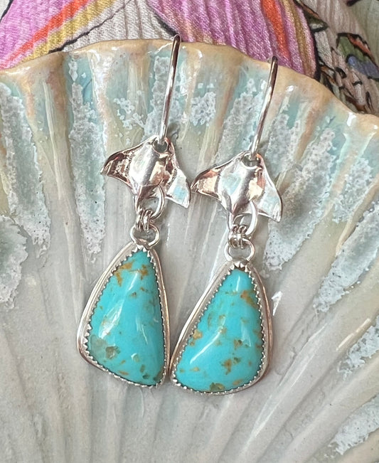 Manta Ray Turquoise Earrings (a)