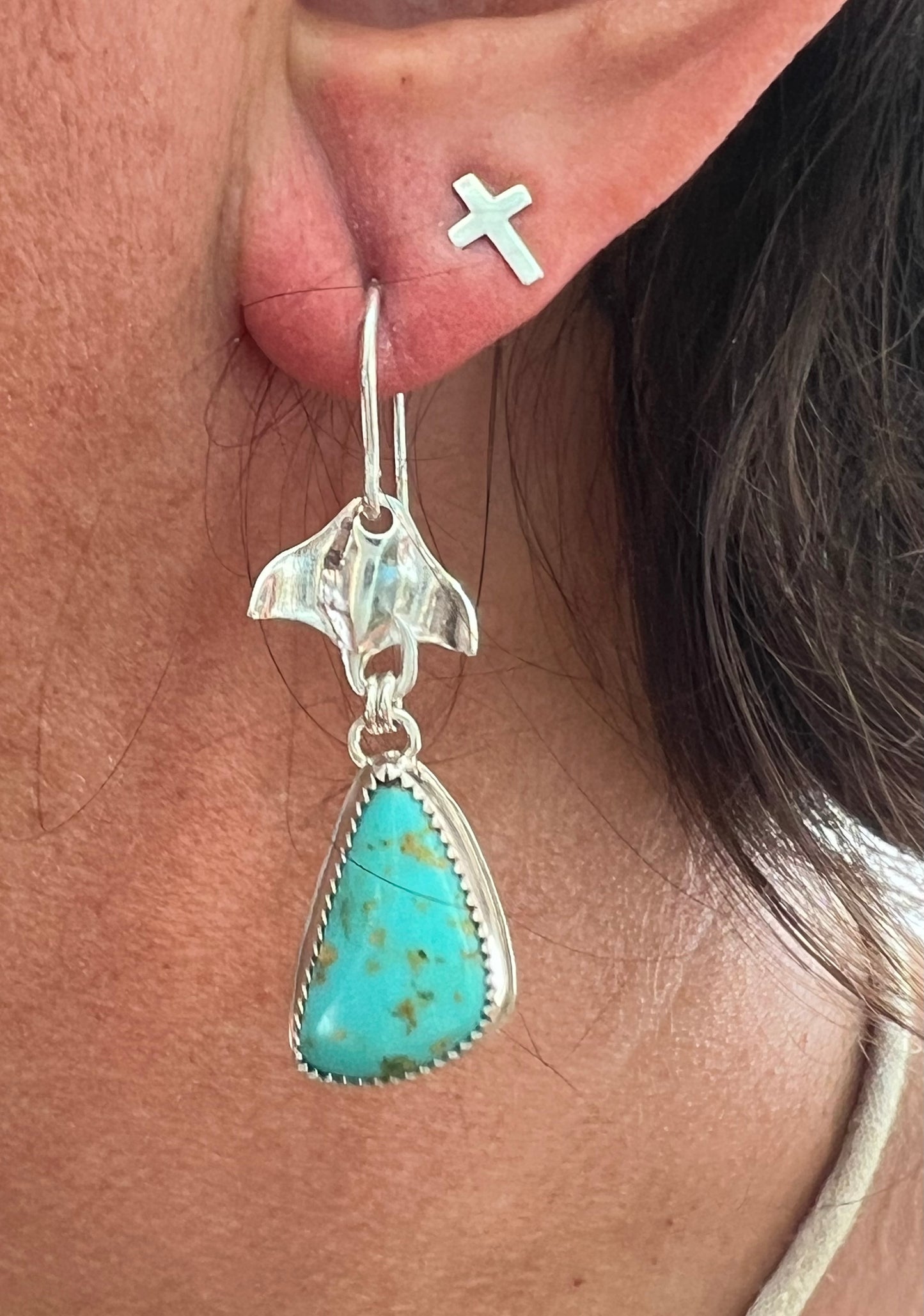 Manta Ray Turquoise Earrings (a)