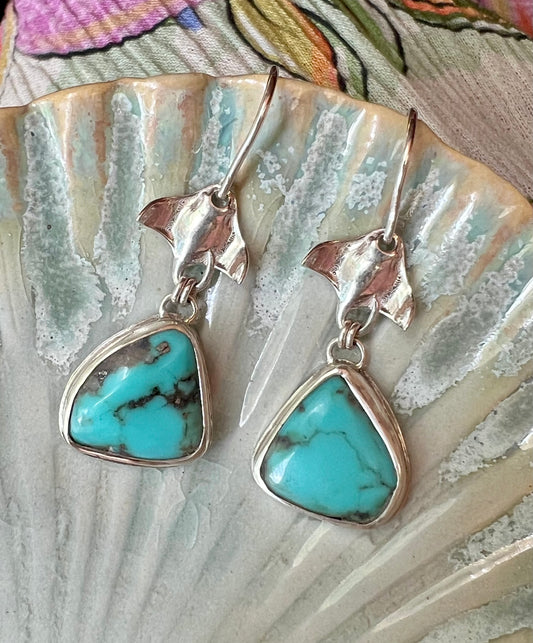 Manta Ray Turquoise Earrings (b)