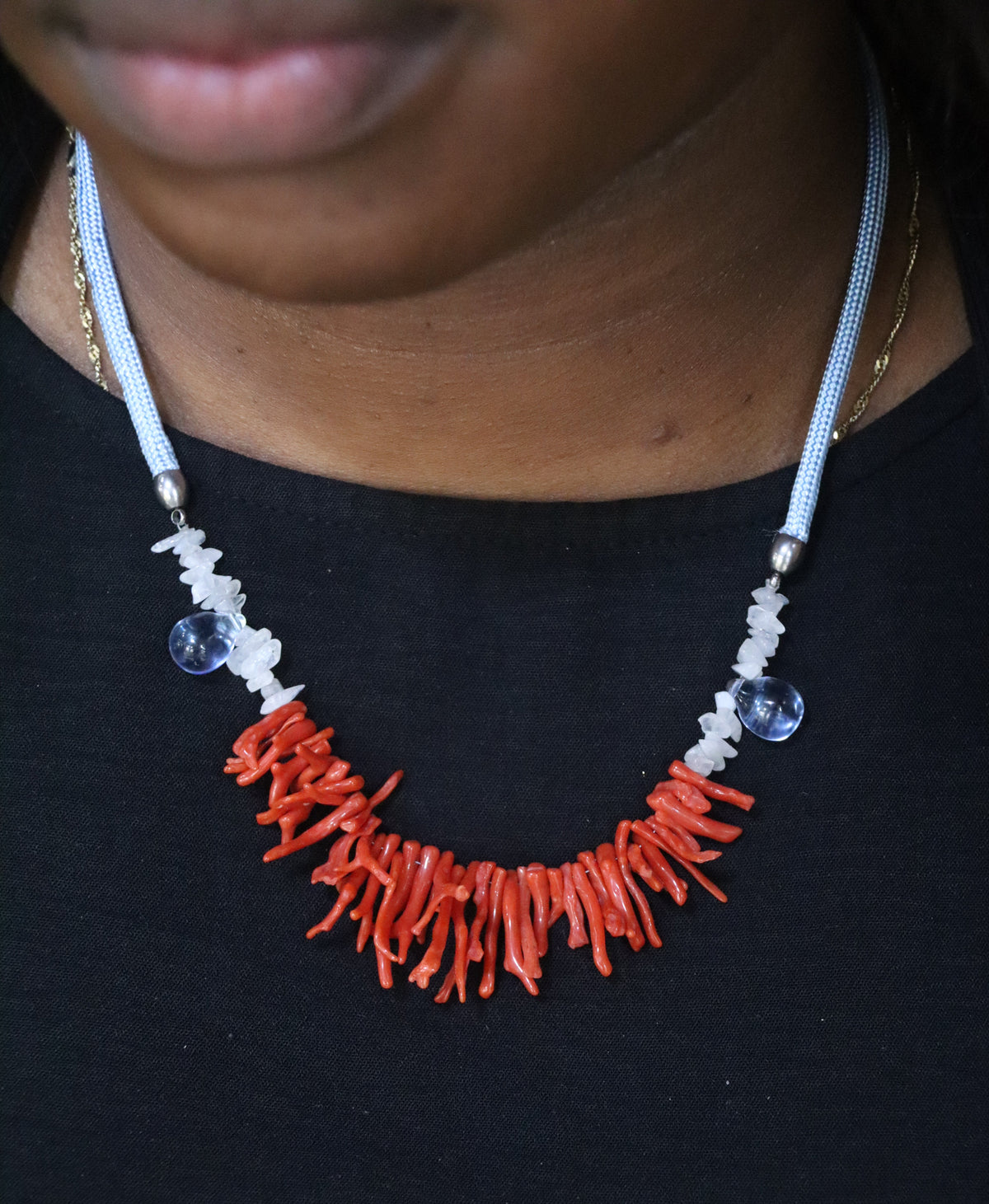 Red Coral Moonstone Necklace