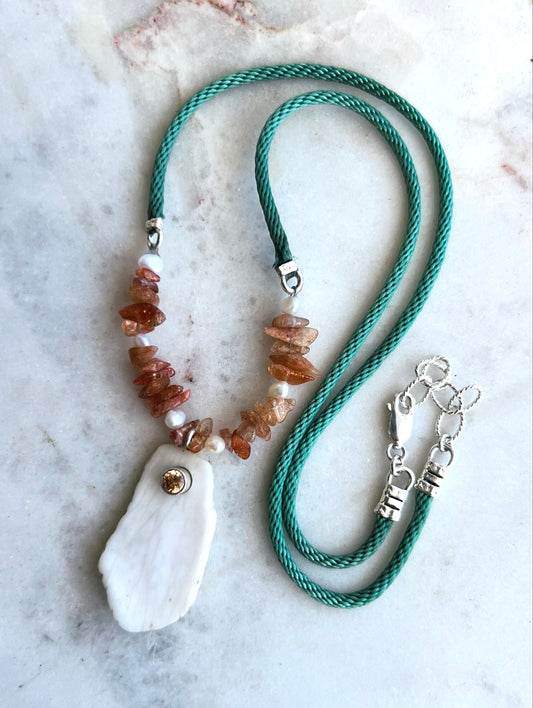 Sunstone Pearl Necklace