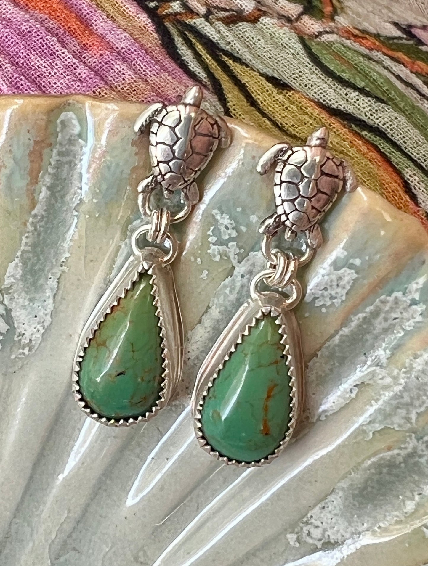 Turtle Turquoise Earrings (a)