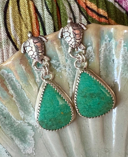 Turtle Turquoise Earrings (b)