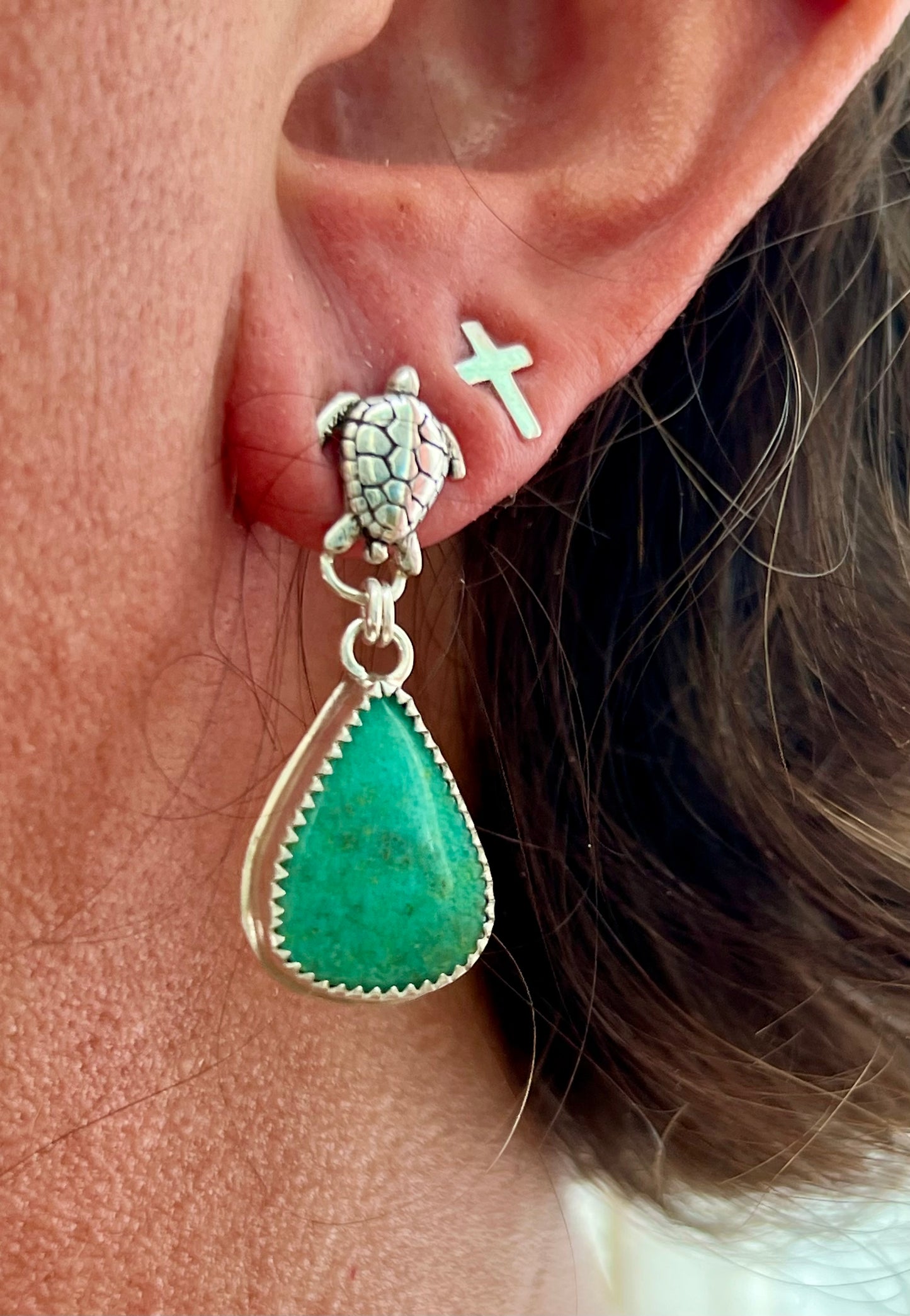 Turtle Turquoise Earrings (b)